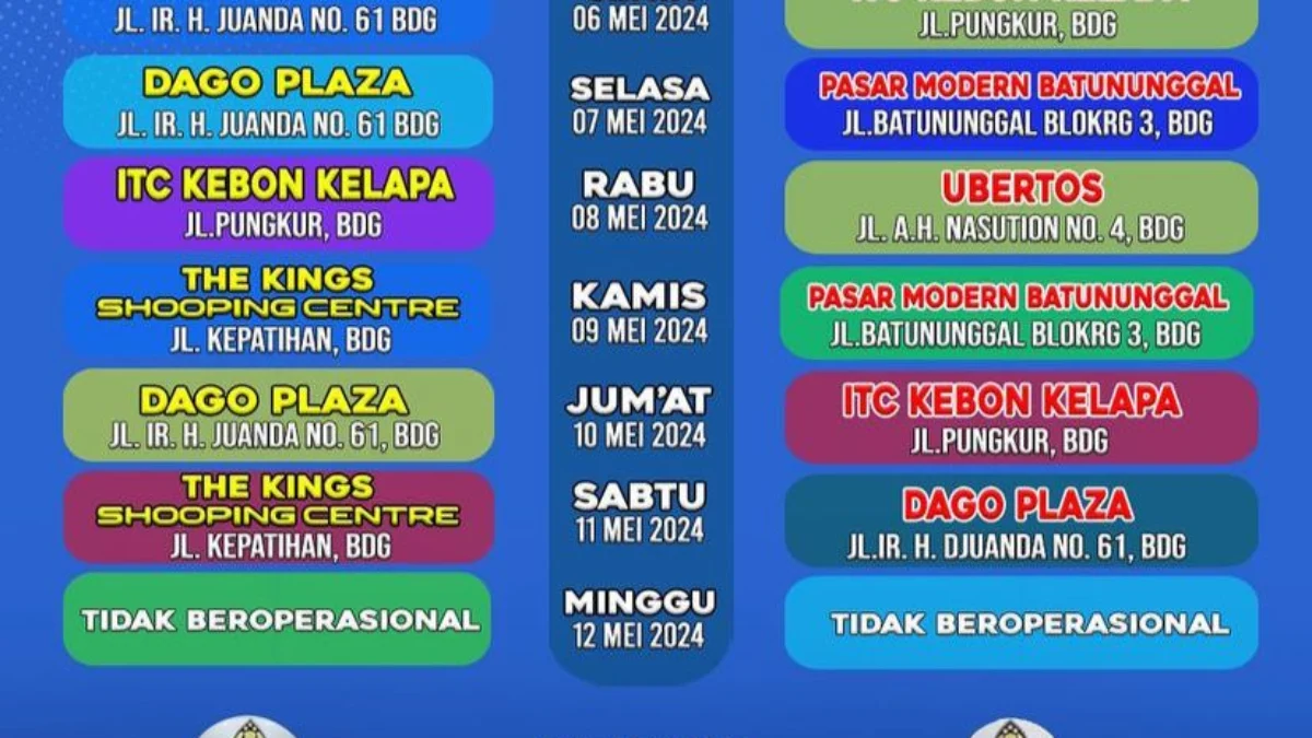 Jadwal SIM Keliling Kota Bandung (6 Mei - 12 Mei 2024) (Instagram: @simrestabesbdg1)