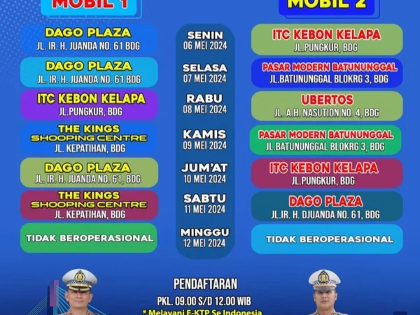 Jadwal SIM Keliling Kota Bandung (6 Mei - 12 Mei 2024) (Instagram: @simrestabesbdg1)