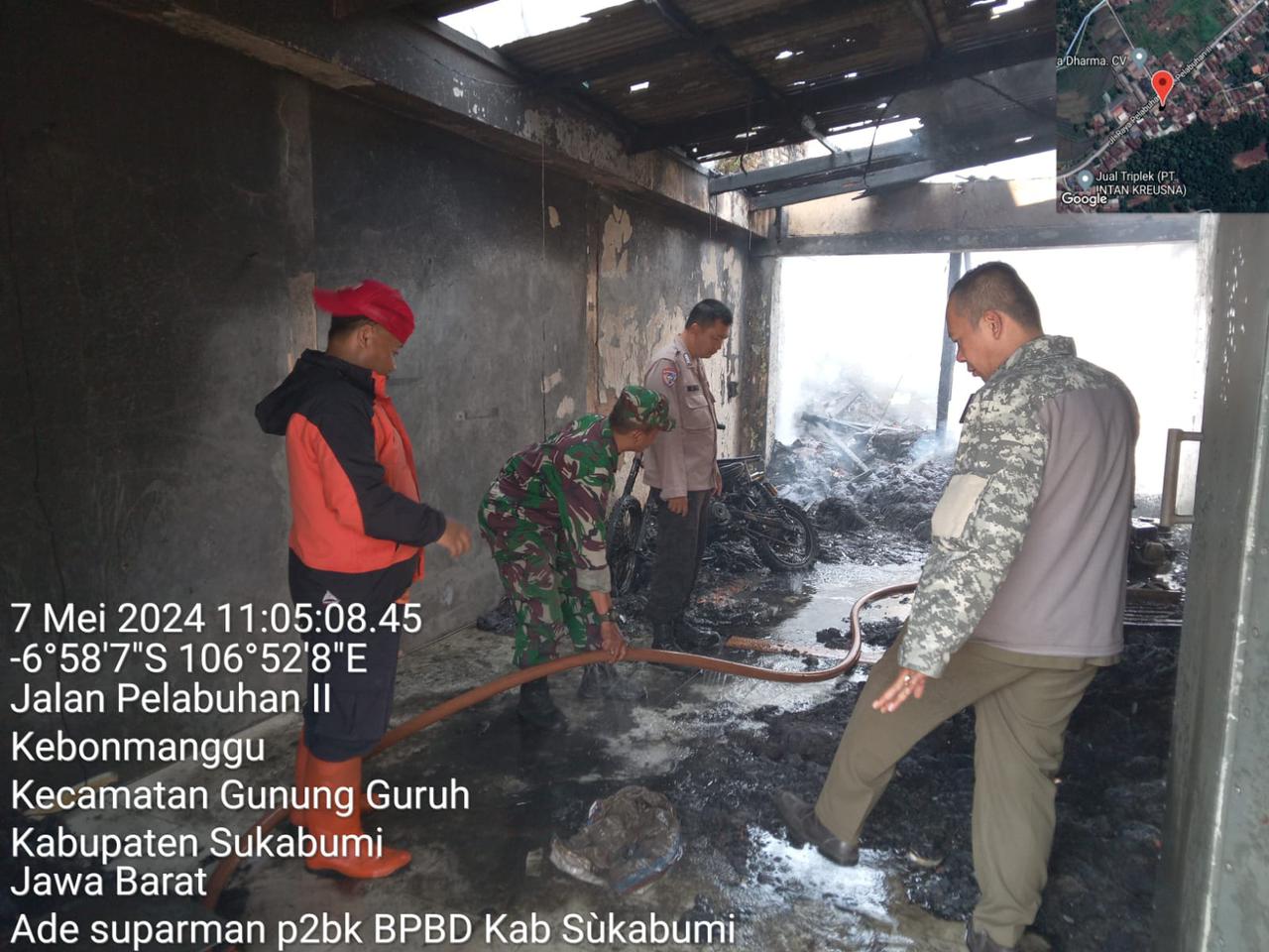Pasca kejadian kebakaran di Pabrik Kasur di Kecamatan Gunungguruh, Kabupaten Sukabumi. Dok P2BK