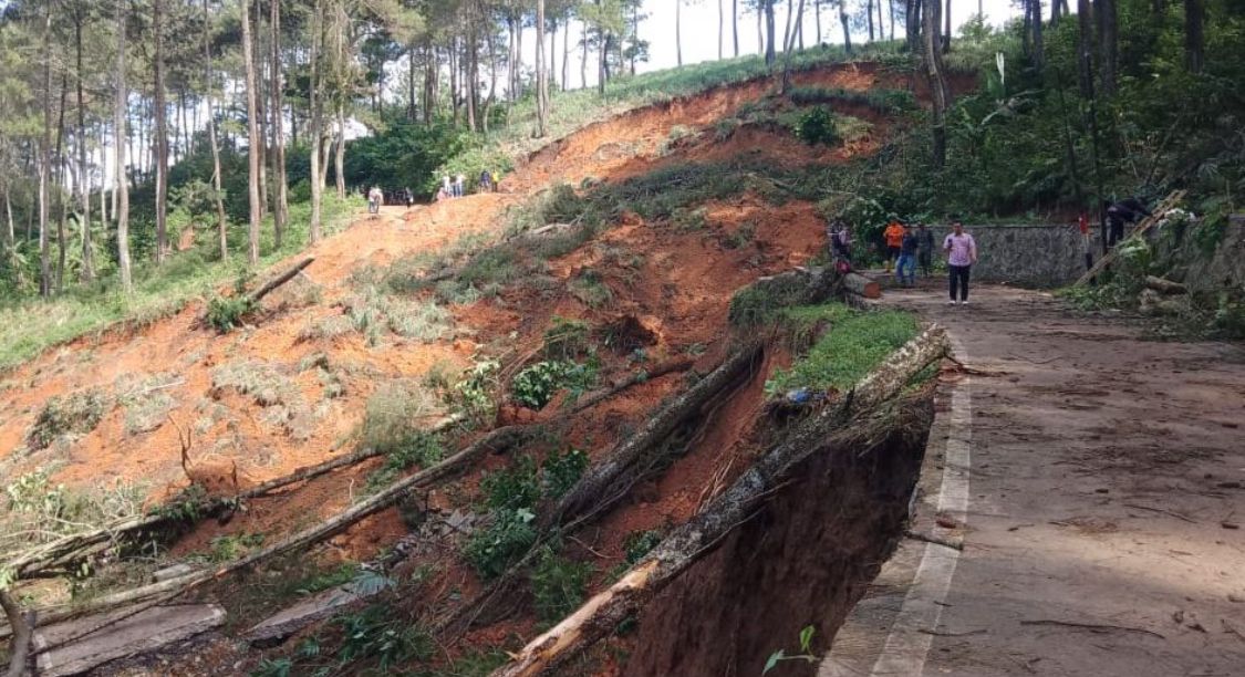 Sebanyak 50 hektar lahan pertanian sawah di Desa Sindangjaya, Kecamatan Gununghalu, KBB terancam gagal panen akibat tertimbun longsor. Dok BPBD KBB