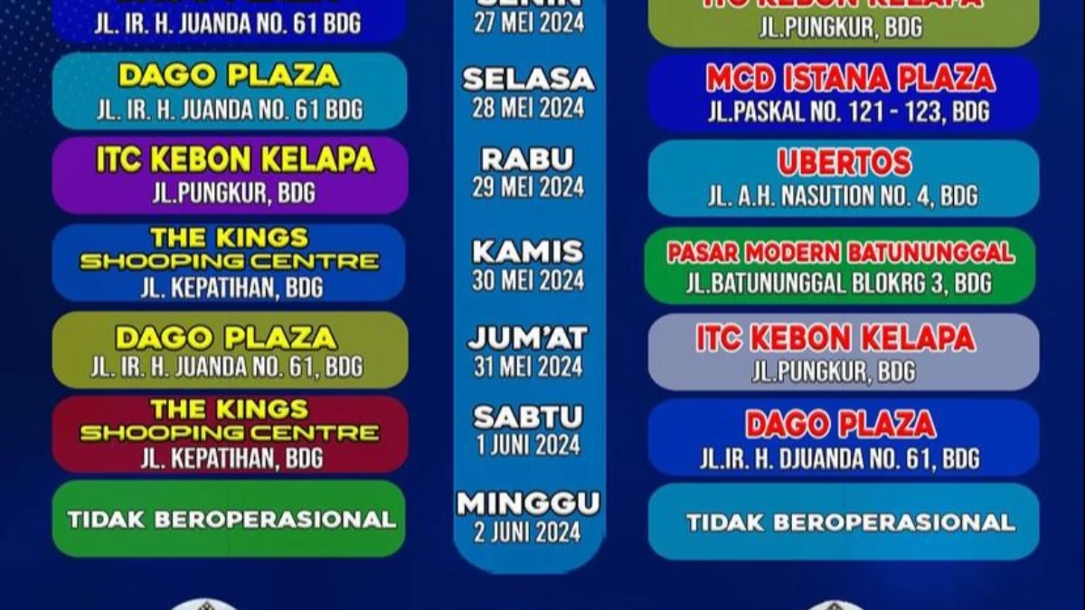 Jadwal SIM Keliling Kota Bandung (27 Mei – 2 Juni 2024) (instagram @simrestabesbdg1)