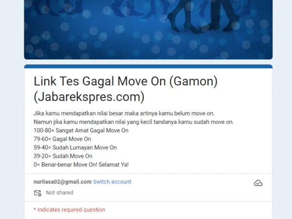 Coba Link Ujian Gamon Google Form DISINI Gratis Tes Buktikan Kalau Kamu Sudah Move On dari Mantan