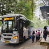 Transportasi publik Biskita Transpakuan saat melintas di shelter Jalan Pemuda, Kota Bogor, Rabu (22/5). (Yudha Prananda / Jabar Ekspres)