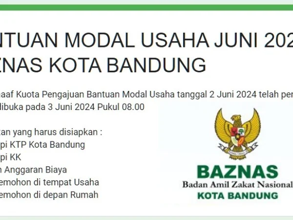 Link Pendaftaran bantuan Pendidikan dan modal usaha Baznas Kota Bandung.