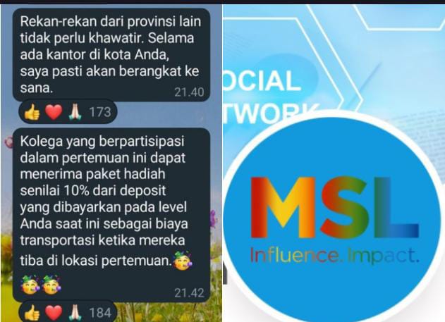 Pengumuman dari aplikasi MSL tentang janji leader yang akan datangi kantor di daerah.