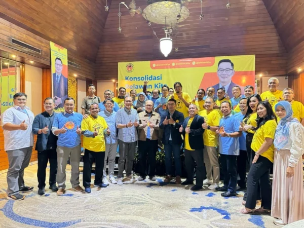 Ridwan Kamil dalam acara konsolidasi kelompok relawan pendukungnya yang menamakan diri “Relawan Kita” yang digelar di Jakarta, Sabtu 22 Juni 2024.