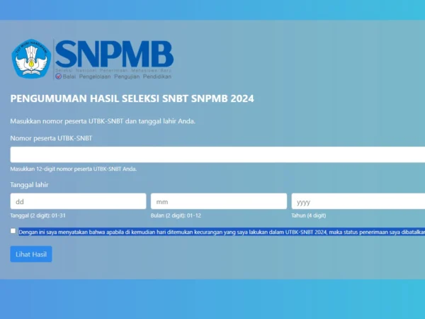 Laman cek pengumuman SNBT UTBK 2024/ Tangkap layar laman snbt.upnjatim.ac.id/