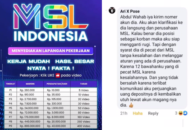 Leader MSL App Siap Mengganti Kerugian Para Korban Jika Terbukti Scam