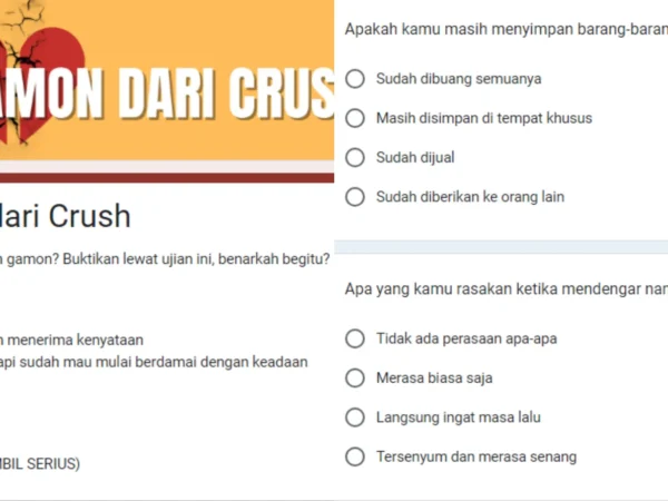 Ujian Gamon dari Crush dan Mantan via Google Form/ Kolase Google Form