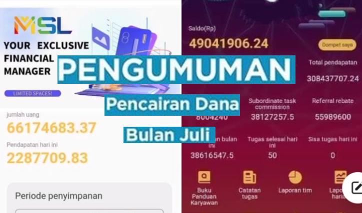 Janji Penarikan Dana Aplikasi MSL Di Akhir Juli, Apakah Lanjut Scam atau Kabur?