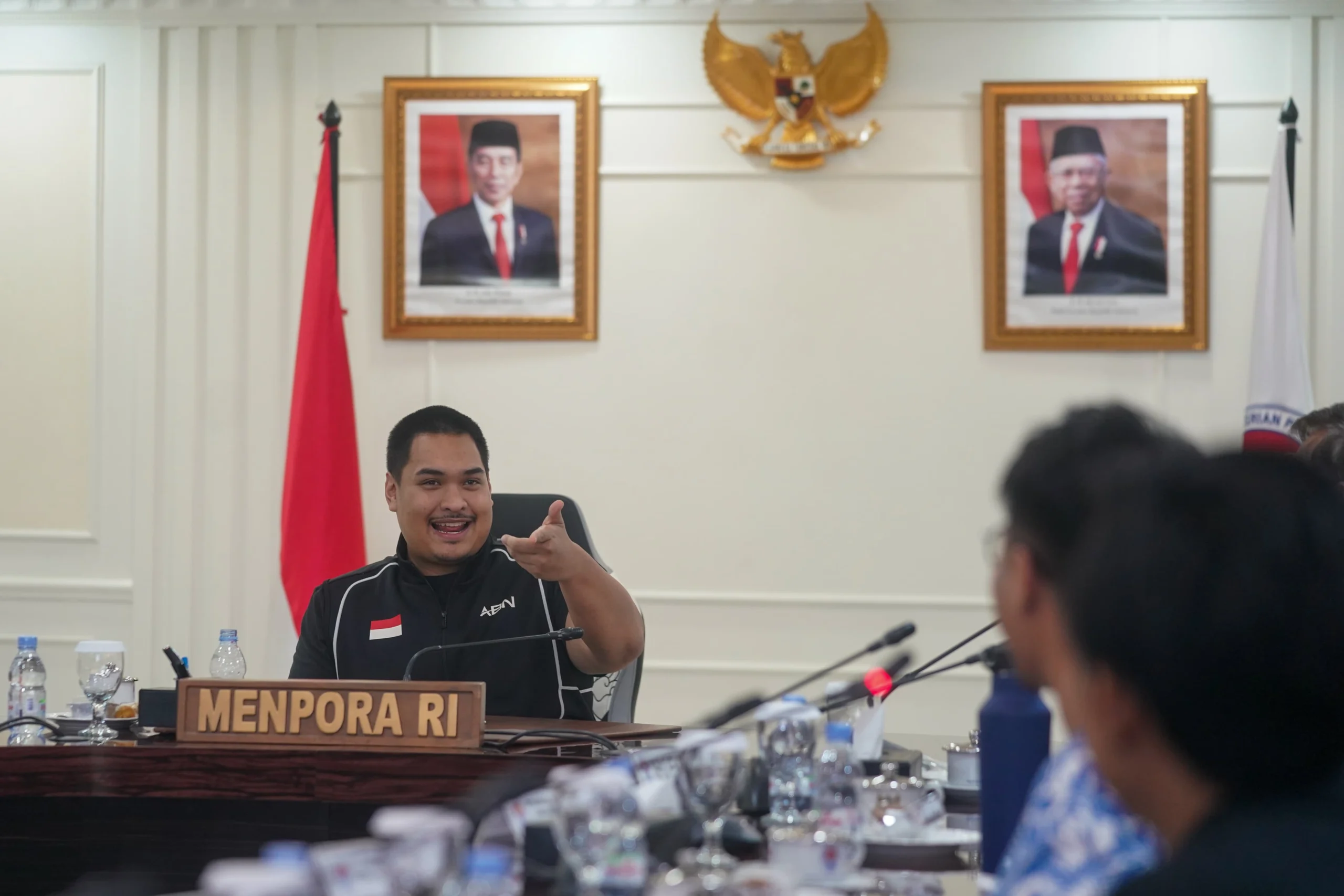 Menpora Dito saat menerima dan berdialog dengan Gerbangtara di Kantor Kemenpora, Selasa (4/6/2024).