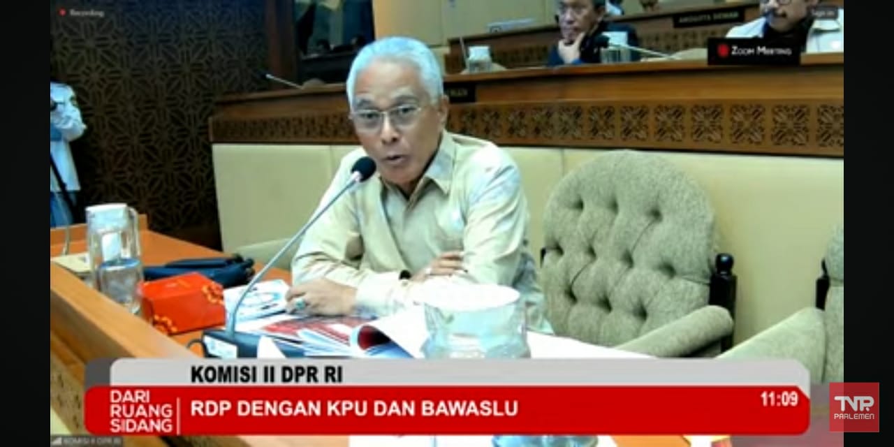 Anggota Komisi II DPR RI, Guspardi Gaus menyinggung ketidakseriusan KPU dan Bawaslu dalam RDP, Senin (10/6/2024). (Tangkapan Layar / Youtube TVR Parlemen)