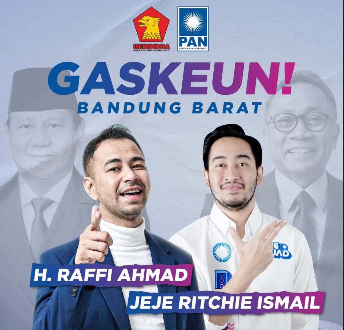 Medsos dihebohkan dengan poster Raffi Ahmad dan Jeje Govinda maju di Pilkada KBB. Dok instagram (@amanatnasional)