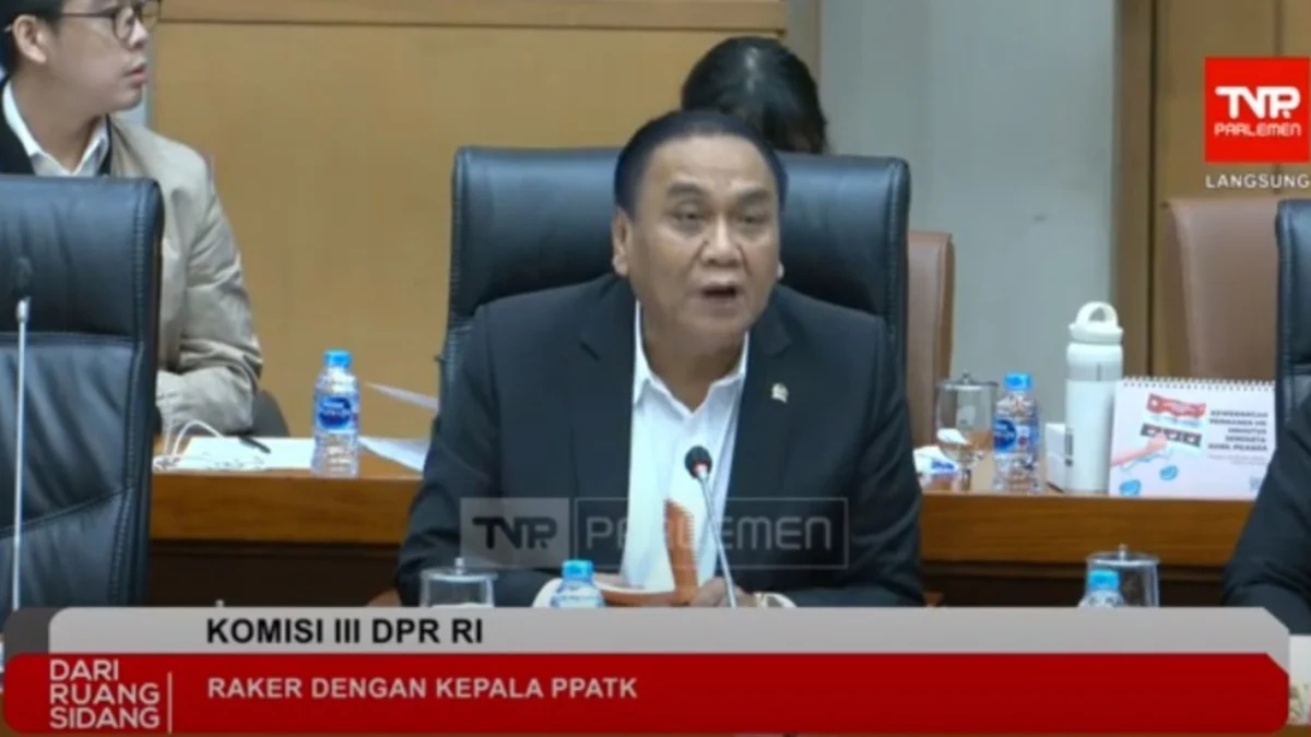 Ketua Komisi III DPR RI Bambang Wuryanto meminta saat meminta PPATK menyerahkan laporan anggota DPR, DPRD, dan Kesetjenan, yang terlibat judi online, Rabu (26/6/2024). (Tangkapan Layar / Youtube TVR Parlemen)