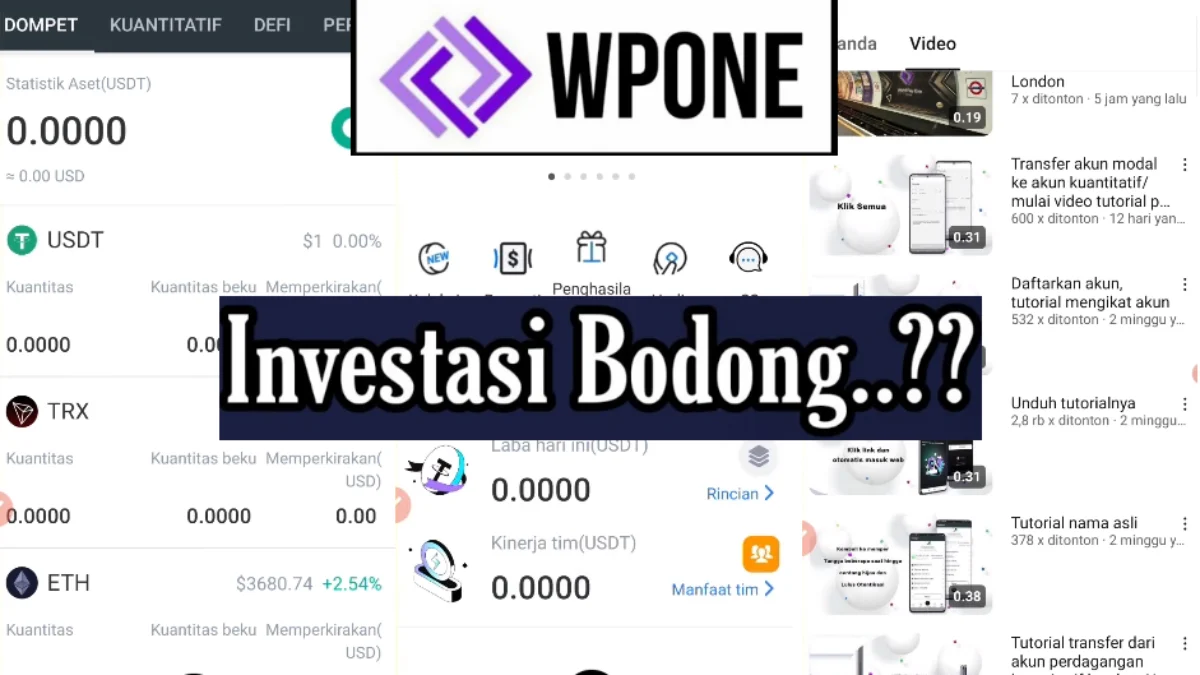 Cara Kerja Aplikasi Penghasil Uang WPONE Investasi Bodong