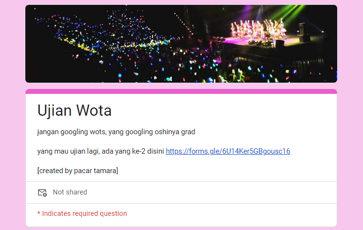 Link Ujian JKT48 Google Form DISINI Gratis Tes Seberapa Wota Kamu