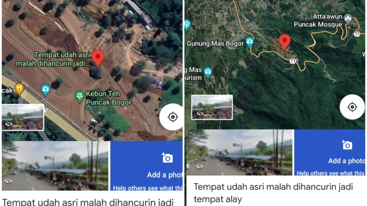 Tangkapan layar Google Maps proyek bianglala di Kawasan Puncak Bogor.