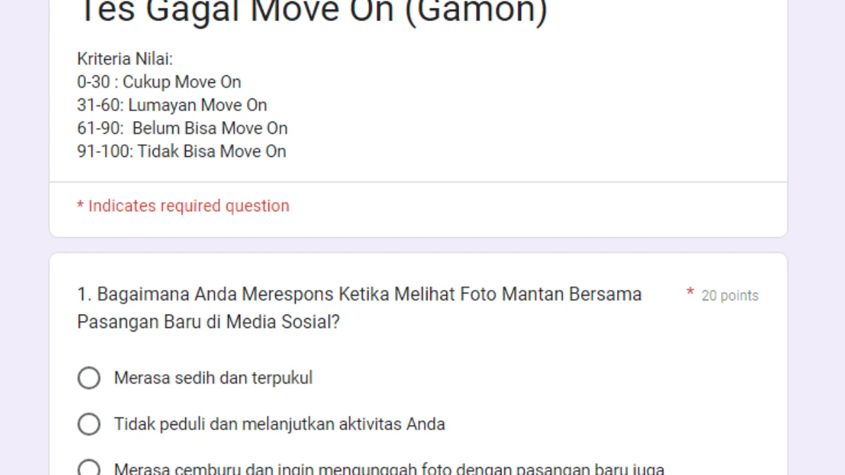 LINK Tes Gamon Sama Mantan Via Google Form Viral TikTok       