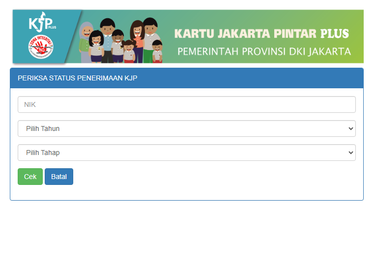 Laman Cek Status Penerimaan KJP/ Tangkap Layar kjp.jakarta.go.id