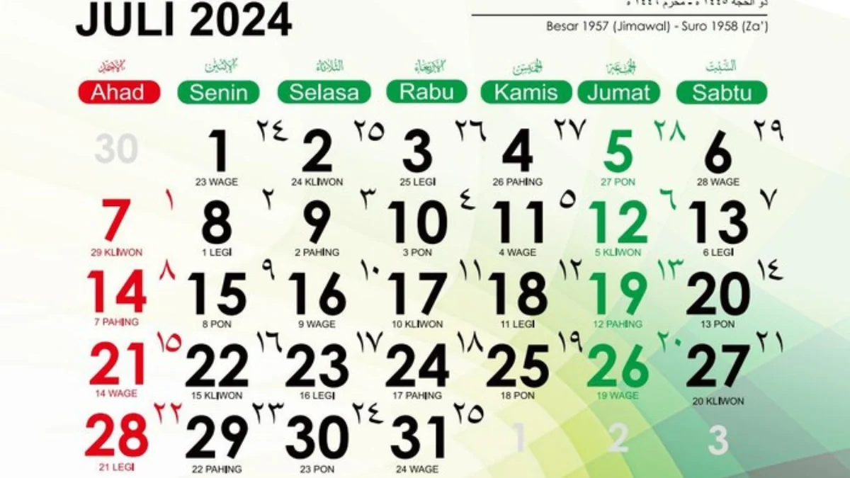 Kalender Hijriah Juli 2024/ Dok. Tangkapan layar laman Simbi Kemenag