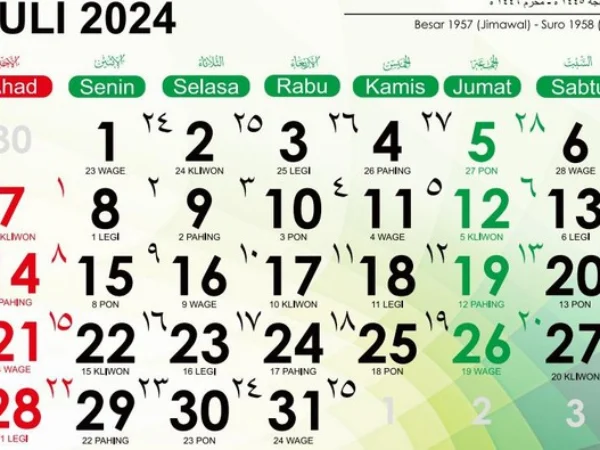 Kalender Hijriah Juli 2024/ Dok. Tangkapan layar laman Simbi Kemenag