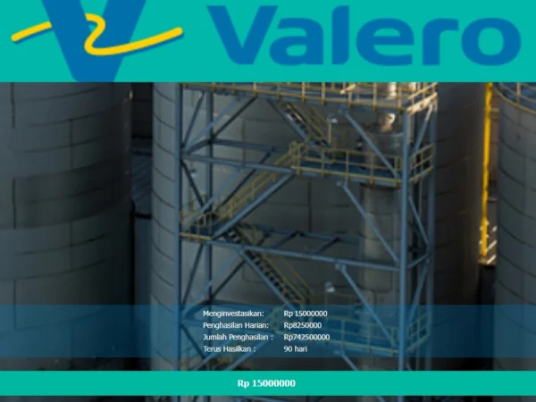 Penampakan website aplikasi Penghasil uang Valero.