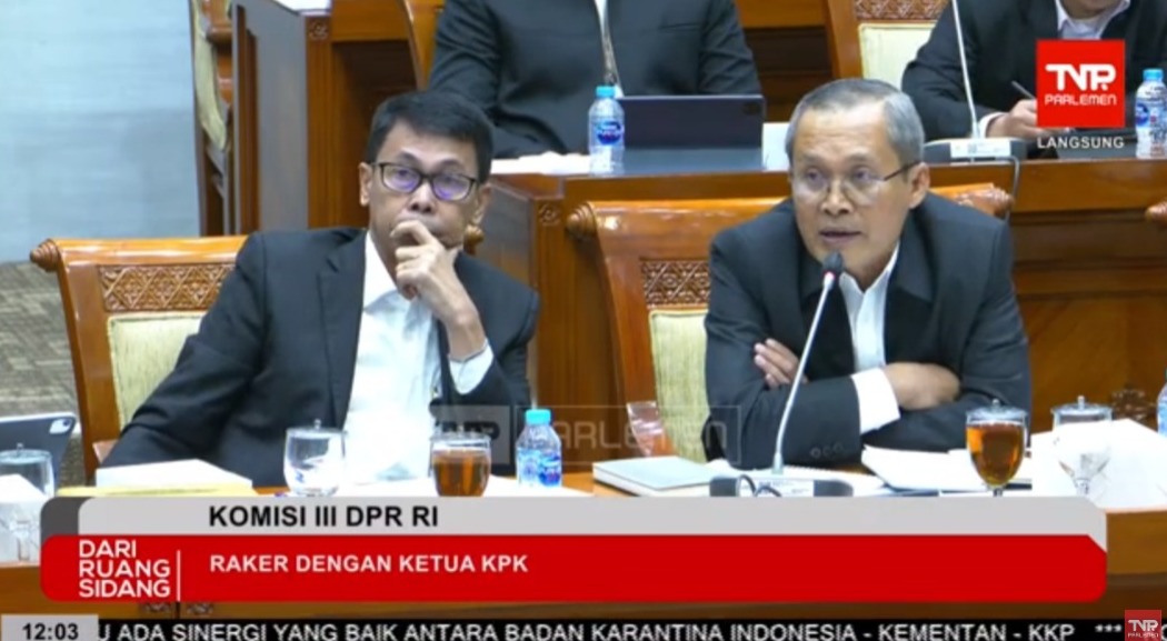 Wakil Ketua KPK Alexander Marwata (kanan) mengaku KPK gagal memebrantas korupsi, dalam rapat kerja Komisi III PR RI dengan KPK di Komplek Parlemen, Senayan, Jakarta, Senin (1/7/2024). (Tangkapan Layar / TVR Parlemen)