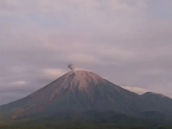 Gunung Semeru erupsi yang terpantau dari Pos Pengamatan Gunung Semeru di Lumajang, Rabu (31/7/2024). (foto/ANTARA)