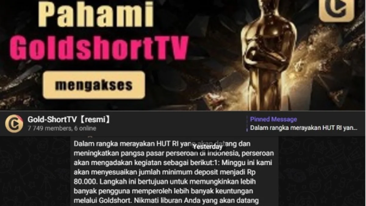 Even Promo Aplikasi GoldShort TV yang diduga menjadi tanda-tanda bakal scam.