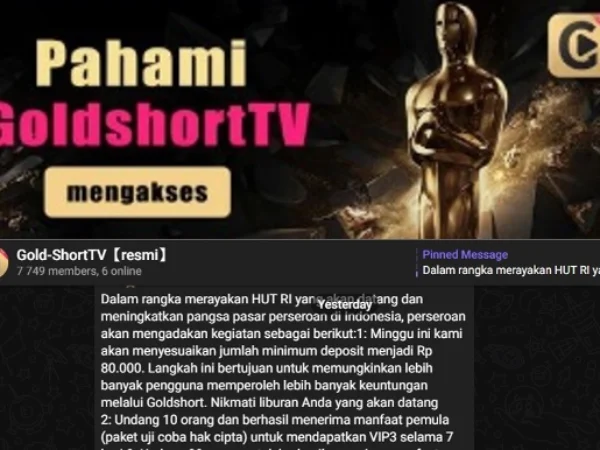 Even Promo Aplikasi GoldShort TV yang diduga menjadi tanda-tanda bakal scam.