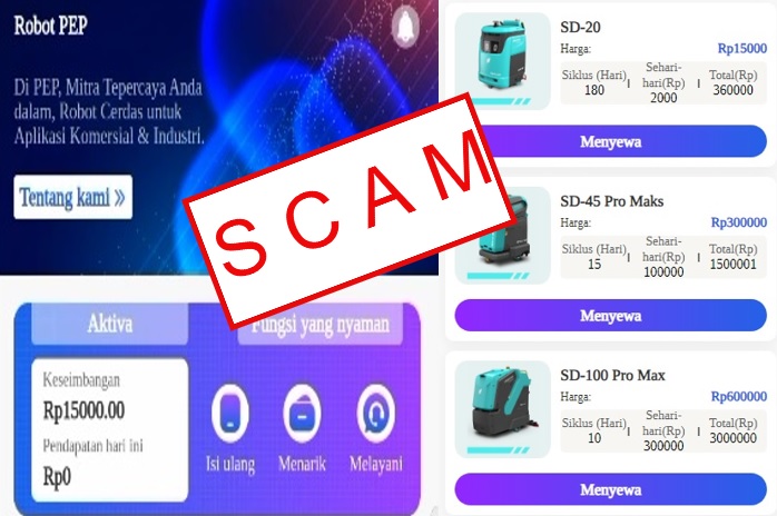 Aplikasi Robot PEP yang terbukti SCAM hari ini.