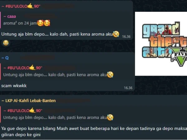 Obrolan di Grup Aplikasi GTA V yang menyangka aplikasi sudah SCAM.