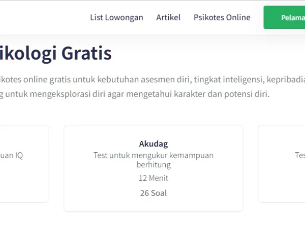 Link tes ujian Psikologi online gratis.