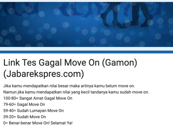 LINK Tes Ujian GAMON (Gagal Move On), Ketahui Seberapa Susah Kamu Melupakan Mantan!