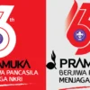 PNG Transparan Merah dan Putih, Logo Hari Pramuka ke 63 Tahun 2024 / Kolase pramukadiy.or.id