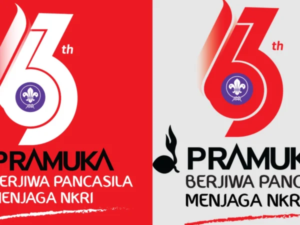 PNG Transparan Merah dan Putih, Logo Hari Pramuka ke 63 Tahun 2024 / Kolase pramukadiy.or.id