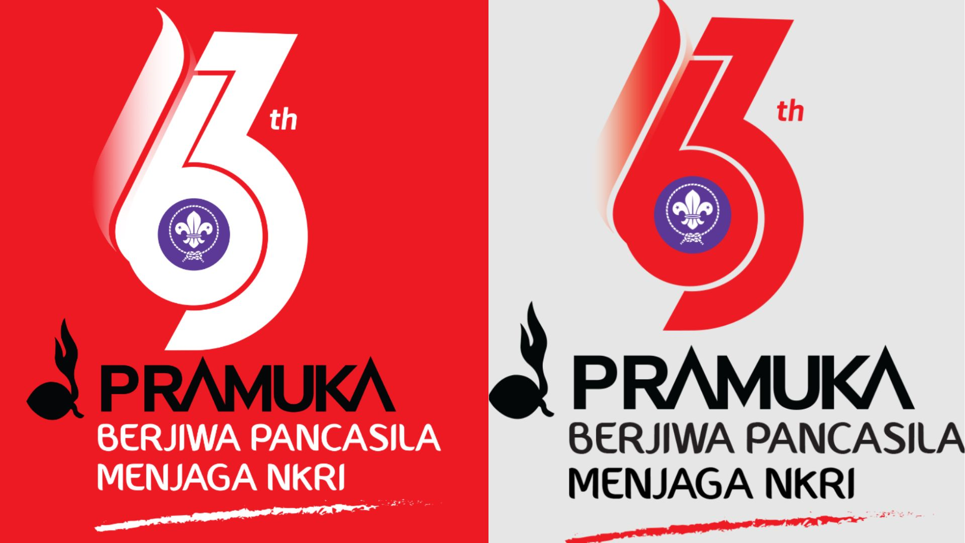 PNG Transparan Merah dan Putih, Logo Hari Pramuka ke 63 Tahun 2024 / Kolase pramukadiy.or.id