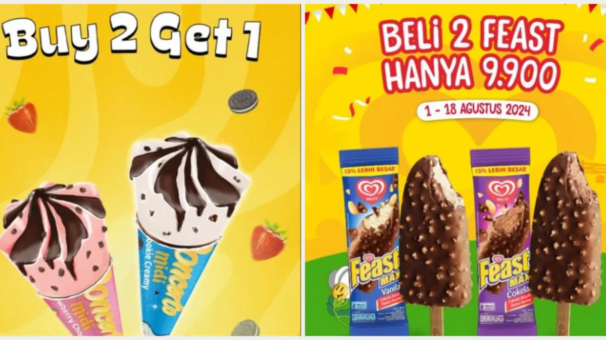 Promo Es Krim Agustus 2024/ Kolase Instagram @campinaicecream dan @wallsidn