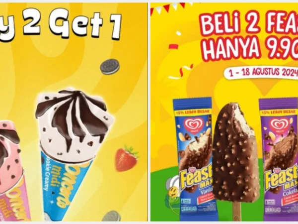 Promo Es Krim Agustus 2024/ Kolase Instagram @campinaicecream dan @wallsidn