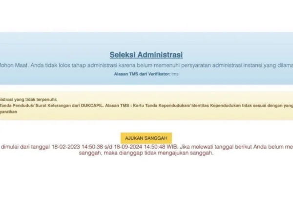 Tampilan Status MS atau TMS Seleksi CPNS 2024/ Tangkap Layar Buku Petunjuk Pendaftaran CPNS 2024