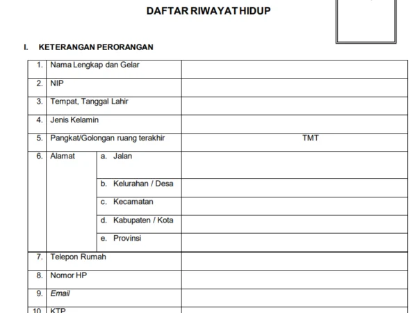 Link Download File Daftar Riwayat Hidup untuk Daftar CPNS 2024