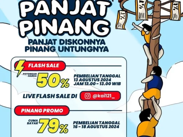 Promo HUT RI Ke-79! Panjat Pinang Flash Sale di KAI, Hemat Hingga 50% ( Instagram: @kai121_)