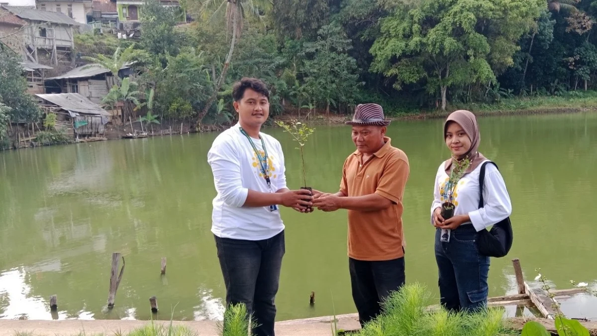 Mahasiswa KKN Tematik Universitas Majalengka saat mendistribusikan 4.000 bibit pohon ke Desa Sukasari Kidul dan Kelompok Tani.