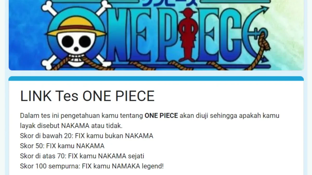 LINK TES One Piece, Nakama Sejati Harus Ikutin Ujian Ini!