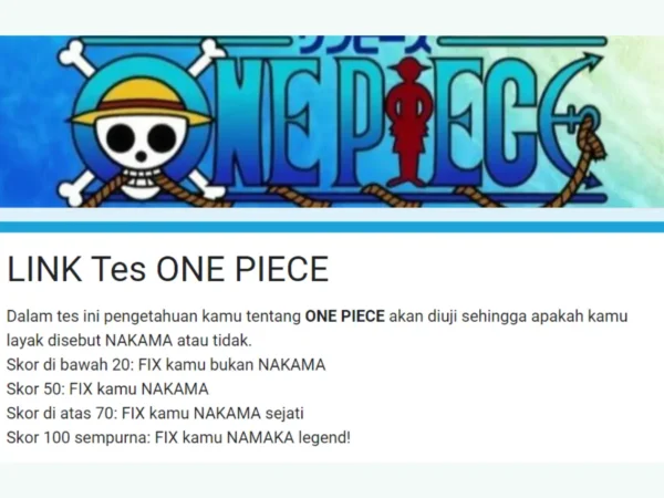 LINK TES One Piece, Nakama Sejati Harus Ikutin Ujian Ini!