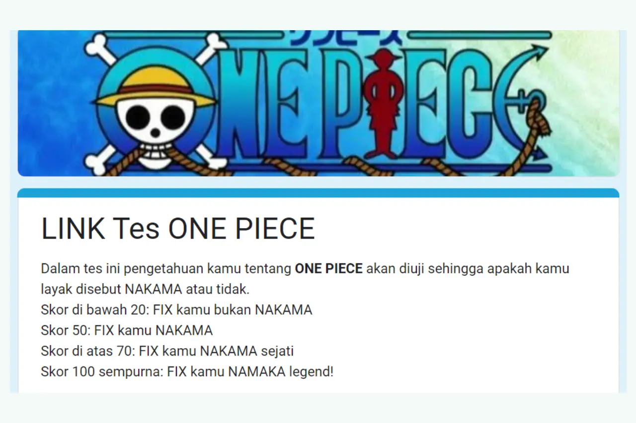 LINK TES One Piece, Nakama Sejati Harus Ikutin Ujian Ini!