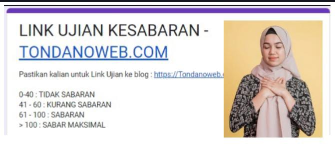 Bisa Dicoba Link Tes UJian Kesabaran via Google Form.