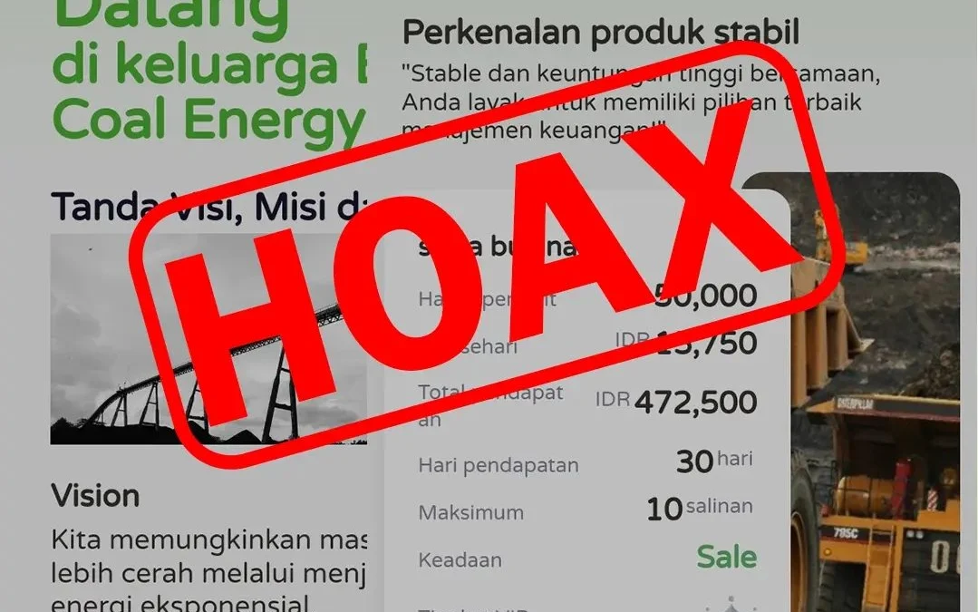 Kasus penipuan digital yang mengatasnamakan Berau Coal semakin marak. Ternyata, aplikasi investari Berau Coal Energi adalah hoax/scam. (foto: facebook/beraucoal)