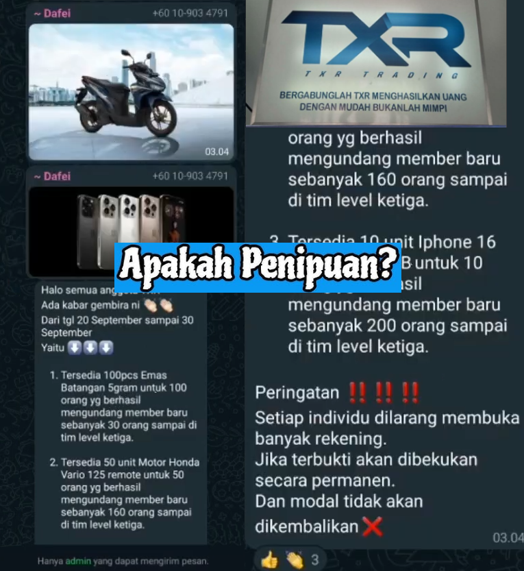 TXR Trading Sebentar lagi SCAM! Event Bonus yang Berpotensi Penipuan