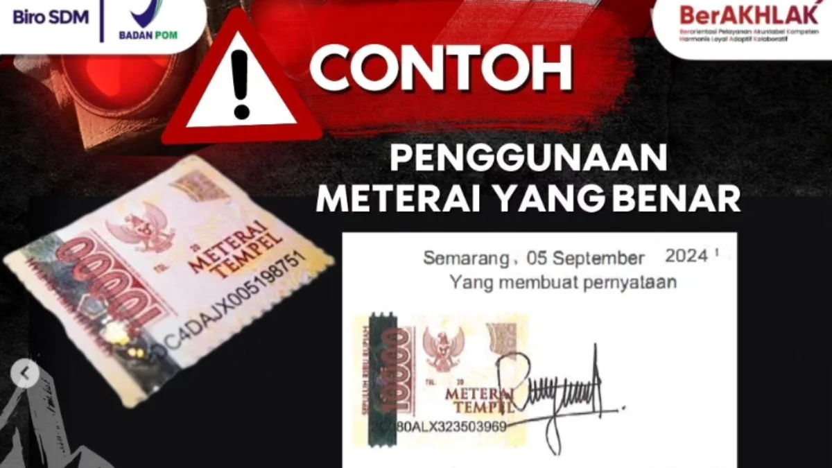 Contoh Cara Pasang Meterai Fisik Tempel untuk CPNS 2024 yang Benar/ Instagram @birosdm.bpom